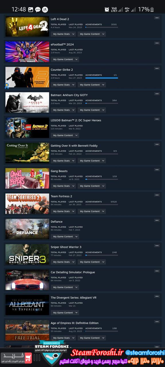 خرید اکانت استیم کد 13857