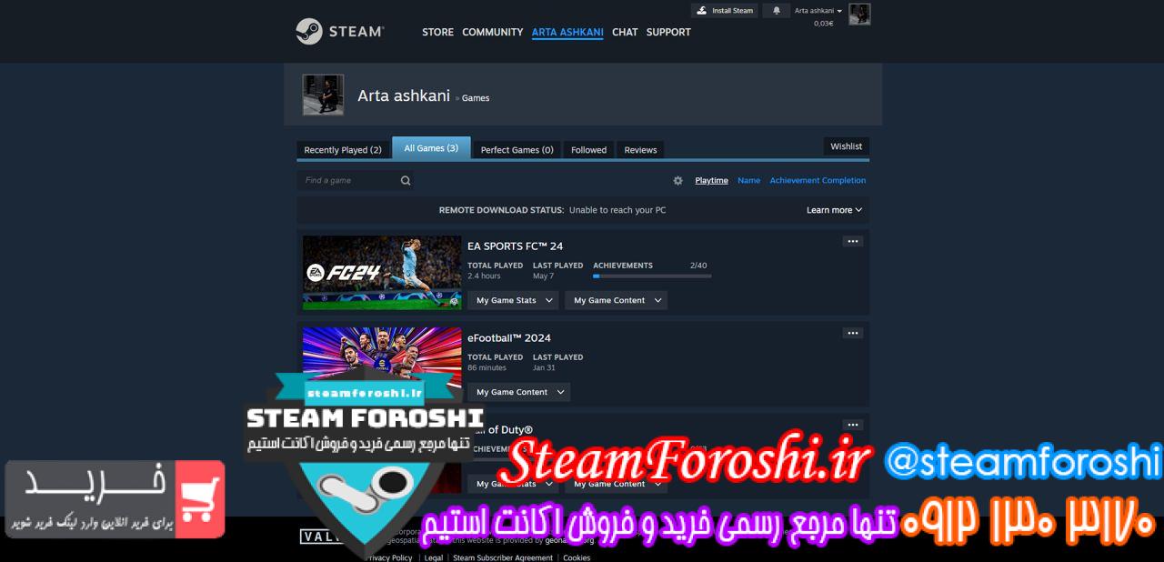 خرید اکانت استیم کد 13900