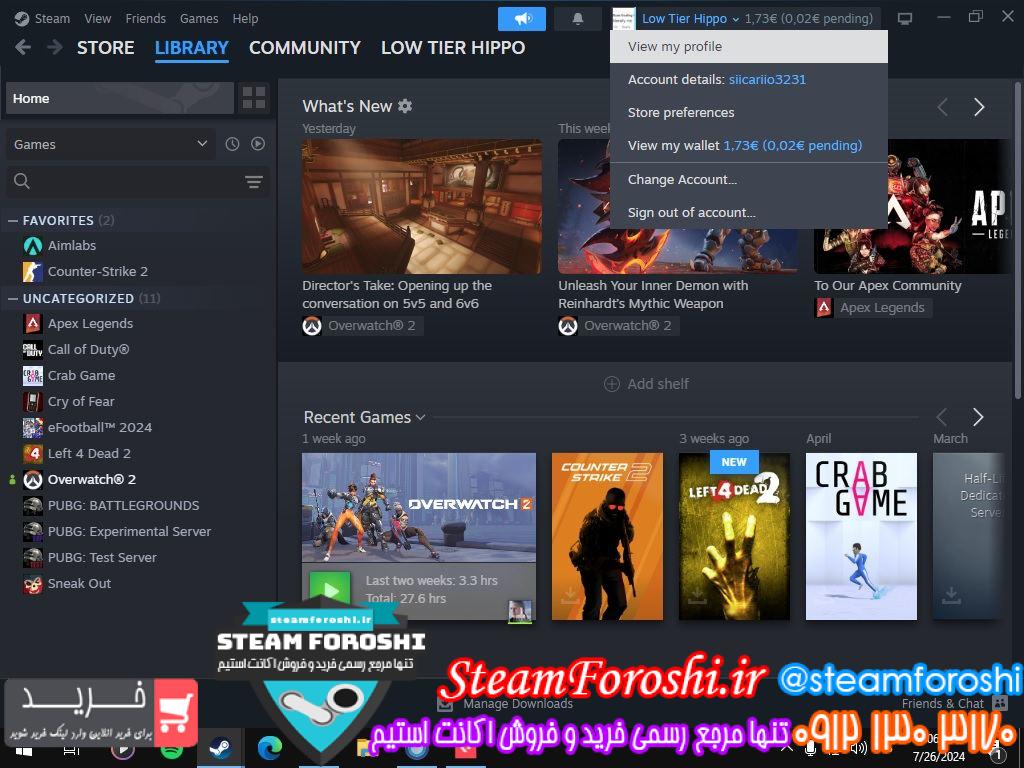 خرید اکانت استیم کد 14058