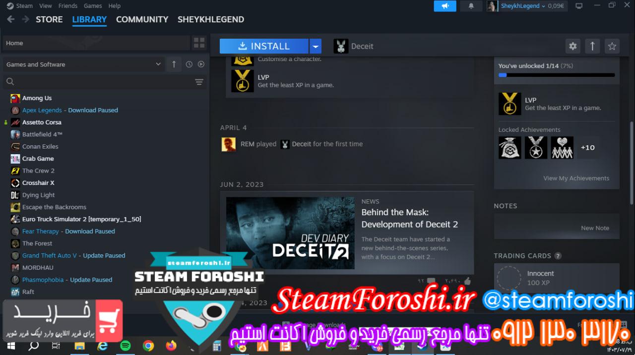 خرید اکانت استیم کد 14273