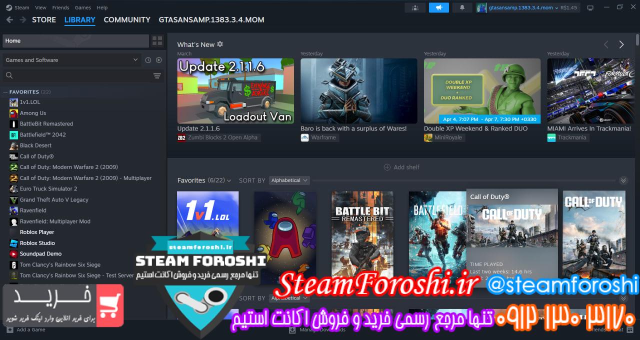 خرید اکانت استیم کد 14883