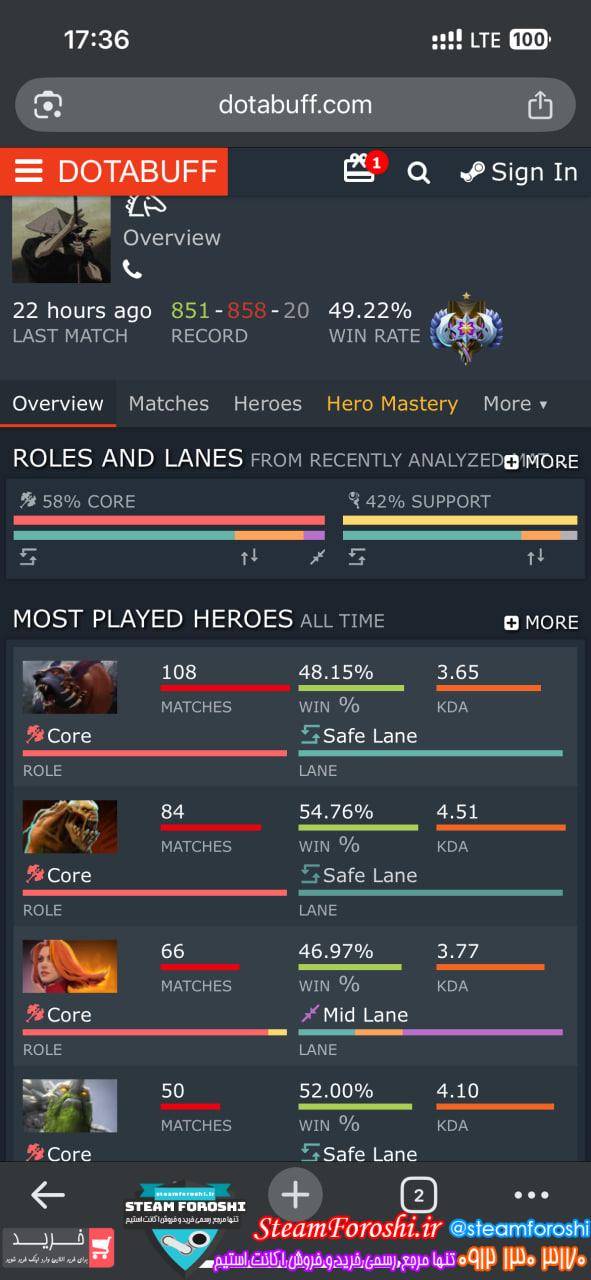 خرید اکانت دوتا 2 کد 15212