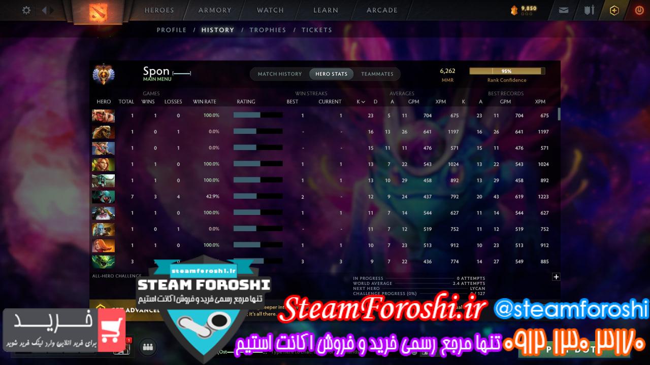 خرید اکانت دوتا 2 کد 15858