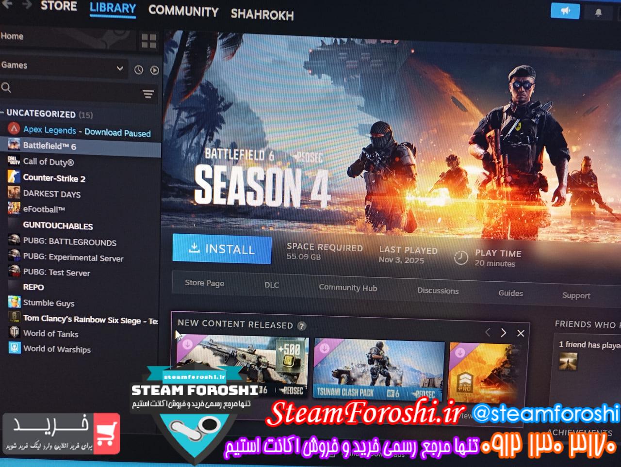 <h1><a href="https://steamforoshi.ir">خرید اکانت استیم کد 16157 </a></h1> <a href="https://steamforoshi.ir">خرید اکانت استیم </a><a href="https://steamforoshi.ir">فروش اکانت استیم </a> اسم اکانت : homlander41 کد خرید :16157 سال ساخت اکانت : 2025 بازي هاي موجود در اکانت : بتلفیلد 6 و پی اس 21 توضيحات : بازی cs2به مدت 400روز بن شده و بازی بتلفیلد 6 و پی اس 21 رو داره قیمت : 3500000 <p style="text-align: center;">تنها شماره هاي معتبر خریدگاه جهت خريد و خرید اکانت و آیتم 09121303170 براي خرید اکانت آيتم خود به ادرس زير برويد <a class="fasc-button fasc-size-large fasc-type-flat fasc-rounded-medium" style="background-color: #33809e; color: #ffffff;" href="https://steamforoshi.ir/sell">خرید اکانت و آيتم </a></p> خرید اکانت استیم کد 16157