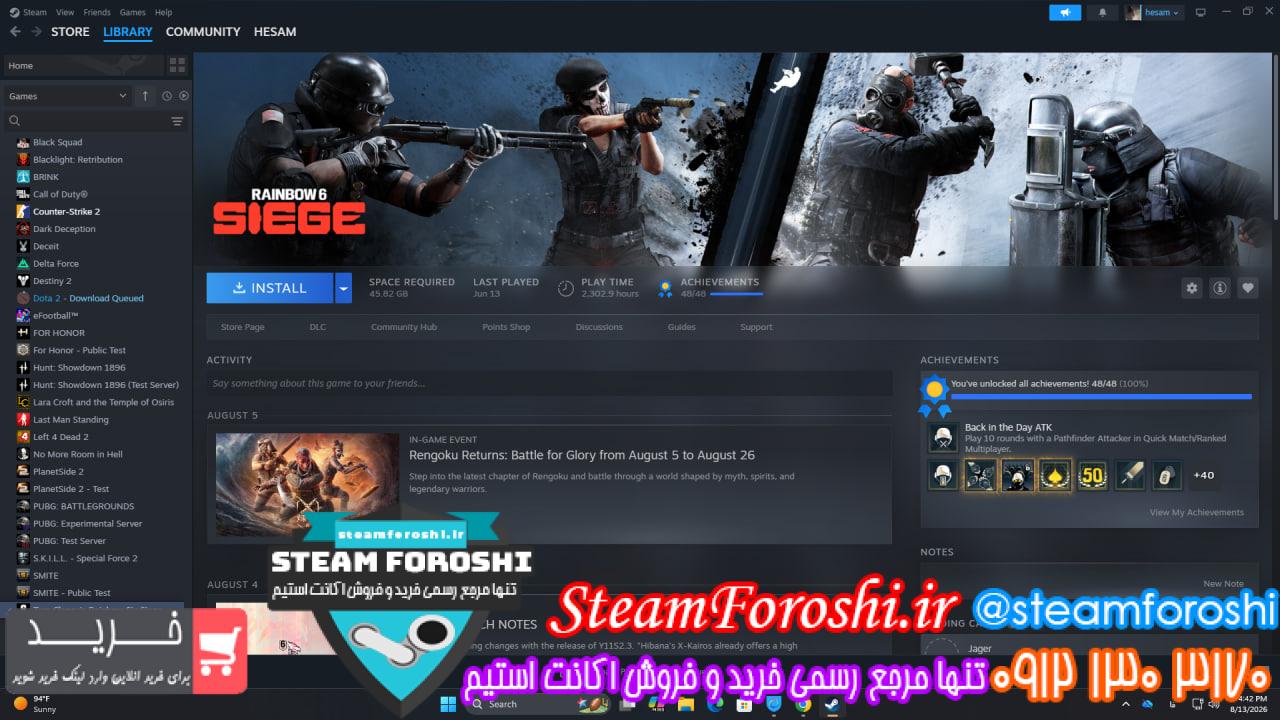 <h1><a href="https://steamforoshi.ir">خرید اکانت استیم کد </a></h1> <a href="https://steamforoshi.ir">خرید اکانت استیم </a><a href="https://steamforoshi.ir">فروش اکانت استیم </a> اسم اکانت : ahmadreza1380sm کد خرید :16173 سال ساخت اکانت : 2.3 بازي هاي موجود در اکانت : * Counter-Strike 2 * Lost Ark * Red Dead Redemption 2 * Assassin's Creed Valhalla * Stronghold 2 * Grand Theft Auto V Legacy * Wallpaper Engine * Stronghold: Warlords 9. Counter-Strike: Source 10. Rise of the Tomb Raider 11. Metro Exodus Enhanced Edition 12. Counter-Strike 13. Once Human 14. Tom Clancy's Rainbow Six Siege 15. SurrounDead Poly Construction 16. Overcome Your Fears - Caretaker 17. Uncanny Tales: Cold Road 18. Grand Theft Auto V Enhanced 19. Paragnosia 20. Chamber Survival 21. 8AM 22. Undercroft Warriors 23. Catch Me! 24. Nocturnal 25. Depths Of Horror: Mushroom Day 26. Battlefield 2042 27. BROTHER!!! - Hardcore Platformer 28. The Life and Suffering of Sir Brante 29. Battlefield 1 30. Battlefield V 31. Tell Me Why 32. Legend of Keepers 33. Gravity Circuit 34. Narvas 35. Sentience: The Android's Tale 36. Remothered: Tormented Fathers 37. House Flipper 38. Moonlighter 39. Graveyard Keeper 40. Black Desert 41. Winexy 42. Along the Edge 43. Metro Exodus 44. Counter-Strike: Condition Zero Deleted Scenes 45. Counter-Strike: Condition Zero توضيحات : لول اکانت 16 و ریجن آرژانتین هست قیمت : 19500000 <p style="text-align: center;">تنها شماره هاي معتبر خریدگاه جهت خريد و خرید اکانت و آیتم 09121303170 براي خرید اکانت آيتم خود به ادرس زير برويد <a class="fasc-button fasc-size-large fasc-type-flat fasc-rounded-medium" style="background-color: #33809e; color: #ffffff;" href="https://steamforoshi.ir/sell">خرید اکانت و آيتم </a></p> خرید اکانت استیم کد 16173