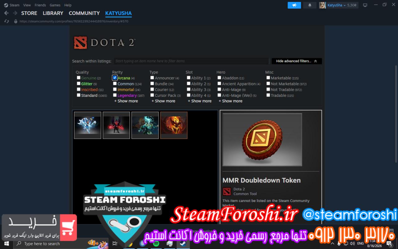 <h1><a href="https://steamforoshi.ir">خرید اکانت استیم کد 16187 </a></h1> <a href="https://steamforoshi.ir">خرید اکانت استیم </a><a href="https://steamforoshi.ir">فروش اکانت استیم </a> اسم اکانت : KatyuSha کد خرید :16187 سال ساخت اکانت : 2022 بازي هاي موجود در اکانت : DOTA 2 توضيحات : دارای 4 آرکانا محبوب بازی ( SF - CM - TEROR BLADE - Juggernaut ) Rank Gurdian . 3.8k time play dota 2 Comp Cs Ham baze قیمت : 7.000.000 <p style="text-align: center;">تنها شماره هاي معتبر خریدگاه جهت خريد و خرید اکانت و آیتم 09121303170 براي خرید اکانت آيتم خود به ادرس زير برويد <a class="fasc-button fasc-size-large fasc-type-flat fasc-rounded-medium" style="background-color: #33809e; color: #ffffff;" href="https://steamforoshi.ir/sell">خرید اکانت و آيتم </a></p> خرید اکانت استیم کد 16187
