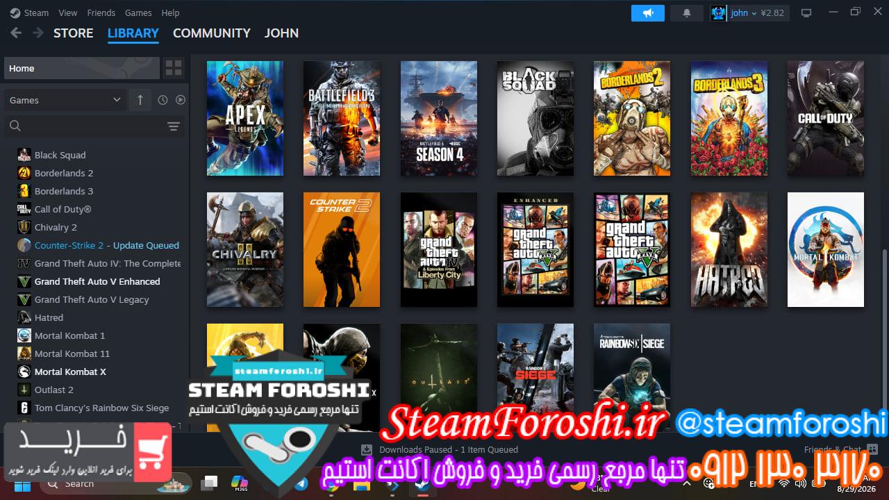 <h1><a href="https://steamforoshi.ir">خرید اکانت استیم کد 16215 </a></h1> <a href="https://steamforoshi.ir">خرید اکانت استیم </a><a href="https://steamforoshi.ir">فروش اکانت استیم </a> اسم اکانت : Owlbody کد خرید :16215 سال ساخت اکانت : 2024 بازي هاي موجود در اکانت : Battlefield 3-mortalkombat.1-mortalkombat.11-mortalkombat.XL-gta.IV-Gta.V-hatred-outlast.2-borderlands2-borderlands3-chivalry.2 توضيحات : اکانت ریجن چین هست و قیمت های خوبی داره ریجن چین برخلاف تصورات که فکر میکنن نمیشه بخاطر ریجن چین بودن یسری بازی هارو خرید اشتباهه چون بخاطر لوکیشنه و وقتی مثلا لوکیشن ایران باشه مثل الان میشه بازی هایی که باید مثلا بن باشن مثل مورتال و جی تی ای رو میشه خرید و درحال حاظر توی اکانت این بازی ها هم هستن و خریداری شدن... قیمت : 16.000.000 <p style="text-align: center;">تنها شماره هاي معتبر خریدگاه جهت خريد و خرید اکانت و آیتم 09121303170 براي خرید اکانت آيتم خود به ادرس زير برويد <a class="fasc-button fasc-size-large fasc-type-flat fasc-rounded-medium" style="background-color: #33809e; color: #ffffff;" href="https://steamforoshi.ir/sell">خرید اکانت و آيتم </a></p> خرید اکانت استیم کد 16215