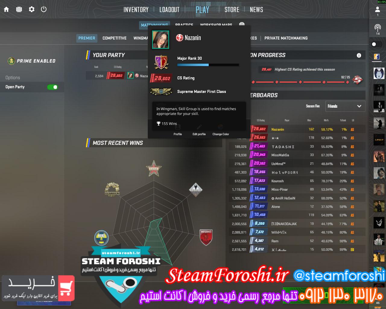 <h1><a href="https://steamforoshi.ir">خرید اکانت cs go کد 16228 </a></h1> <a href="https://steamforoshi.ir">خرید اکانت سی اس گو </a><a href="https://steamforoshi.ir">فروش اکانت سی اس گو </a> اسم اکانت : Nazanin کد خرید :16228 رنک اصلی : Supreme Master First Class وینگ من رنک : دارد پرایوت رنک : Recruit تایم پلی : 322 اکانت پرایم است : بله سرویس مدال های اکانت : 0- سال ساخت : 2019 ایتم ها : Premier Season 5 125Win Red بازی های دیگر : اکانت رنک فول 25 کی 125 تا وینشو خورده تضمین سلامت به فروش میرسد قیمت : 6000000 <p style="text-align: center;">تنهاشماره هاي معتبر خریدگاه جهت خريد و خرید اکانت و آیتم 09121303170 براي خرید اکانت آيتم خود به ادرس زير برويد <a class="fasc-button fasc-size-large fasc-type-flat fasc-rounded-medium" style="background-color: #33809e; color: #ffffff;" href="https://steamforoshi.ir/sell">خرید اکانت و آيتم </a></p> خرید اکانت سی اس گو کد 16228