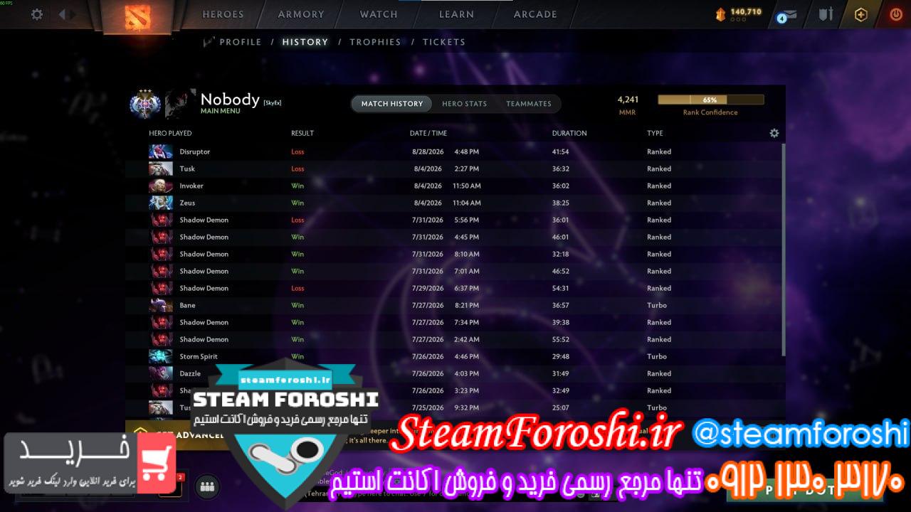 <a href="https://steamforoshi.ir">خرید اکانت دوتا 2 </a><a href="https://steamforoshi.ir">فروش اکانت دوتا 2 </a> نام اکانت : nobody کد خرید :16237 نوع مدال :Ancient رنک مدال : 3 رنک ام ام ار: 4241 ریجن اکانت : اروپا قابليت ادد کردن : دارد سال ساخت اکانت : قدیمی بازي هاي ديگر : ندارد آيتم هاي بازي : لول اکانت استیم ۸ لول اکانت دوتا ۱۴۳ ۴تا پتل پس داره بتل پس ۲۰۲۰ لول ۴۹۶ . بتل پس نمسیس ۳۷۰ . بتل پس اقانیم لول ۳۵۷ . بتل پس ۲۰۲۲ لول ۳۳۲ ام ام ار ۴۲۷۴ ارکاناهای زعوس اوگری کریستال مانکی تکیز اسپکتر پودج کویین کینگ دروو روبیک تریدبل نیستن هیچکدوم از هر هیرو تقریبا اسکین داره کالکتور کلی داره کالکتور پنگول ۲۰۱۹ نایت استاکر ۲۰۲۰ انیگما ۲۰۲۰ اندرلورد ۲۰۲۰ لایکن ۲۰۲۱ اسون ۲۰۲۱ ۲ تا کالکتور اوگری داره یکیش ماهیه کلی کالکتور دیگه هم داره واس سال پیش کلی کالکتور دیگه هم داره که نگفتم ایمورتال های خوش قیمت داره مثل تفنگ پنگول امورتالای انتی میج و کلی دیگه که روهم ۳۷ یورو اینا میشن یه سری ایمورتالم داره که تریدبل نیستن مثل شولدر ایمورتال کویین ایمورتال گولد گایرو دستای گولد تمپلار ایمورتال بک اوگری و کلی دیگه گه از کندی در اومده بچه اینووکر بچه پودج و تمام پرسوناها رو داره بجز اوتوماتون ها ۴۰ تا کوریر داره یکی از یکی خفن تر ۱۸ تا وارد ۱ دونه زمین داره یکی دیگه هم احتمالا اضافه شه بهش ۳ مدل کریپ داره ۲ مدل تاور از هر هیرو یه اسکین داده تقریبا فرندشم بازه رو اکانت الدر اسکرولز انلاین خریداری شده قبلا.جیمیل اصلی تحویل داده میشود توضيحات : جیمیل اصلی تحویل داده میشود قیمت : 40000000 <p style="text-align: center;">تنها شماره هاي معتبر خریدگاه جهت خريد و خرید اکانت و آیتم 09121303170 براي خرید اکانت آيتم خود به ادرس زير برويد <a class="fasc-button fasc-size-large fasc-type-flat fasc-rounded-medium" style="background-color: #33809e; color: #ffffff;" href="https://steamforoshi.ir/sell">خرید اکانت و آيتم </a></p> خرید اکانت دوتا 2 کد 16237