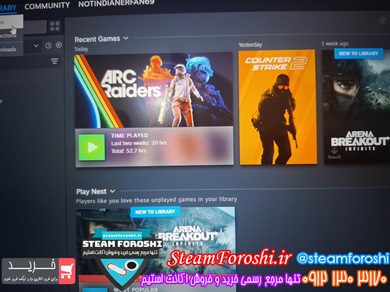 <h1><a href="https://steamforoshi.ir">خرید اکانت استیم کد 16325 </a></h1> <a href="https://steamforoshi.ir">خرید اکانت استیم </a><a href="https://steamforoshi.ir">فروش اکانت استیم </a> اسم اکانت : Noterrrrrrfan69 کد خرید :16325 سال ساخت اکانت : 2026 بازي هاي موجود در اکانت : Arc raiders توضيحات : یه اکانت استیم گلوبال که فقط Arc raiders روشه حاضر به معاوضه با اکانتی هستم که Hell divers 2 رو داشته باشه قیمت : ۶۰۰۰۰۰۰ تومن <p style="text-align: center;">تنها شماره هاي معتبر خریدگاه جهت خريد و خرید اکانت و آیتم 09121303170 براي خرید اکانت آيتم خود به ادرس زير برويد <a class="fasc-button fasc-size-large fasc-type-flat fasc-rounded-medium" style="background-color: #33809e; color: #ffffff;" href="https://steamforoshi.ir/sell">خرید اکانت و آيتم </a></p> خرید اکانت استیم کد 16325