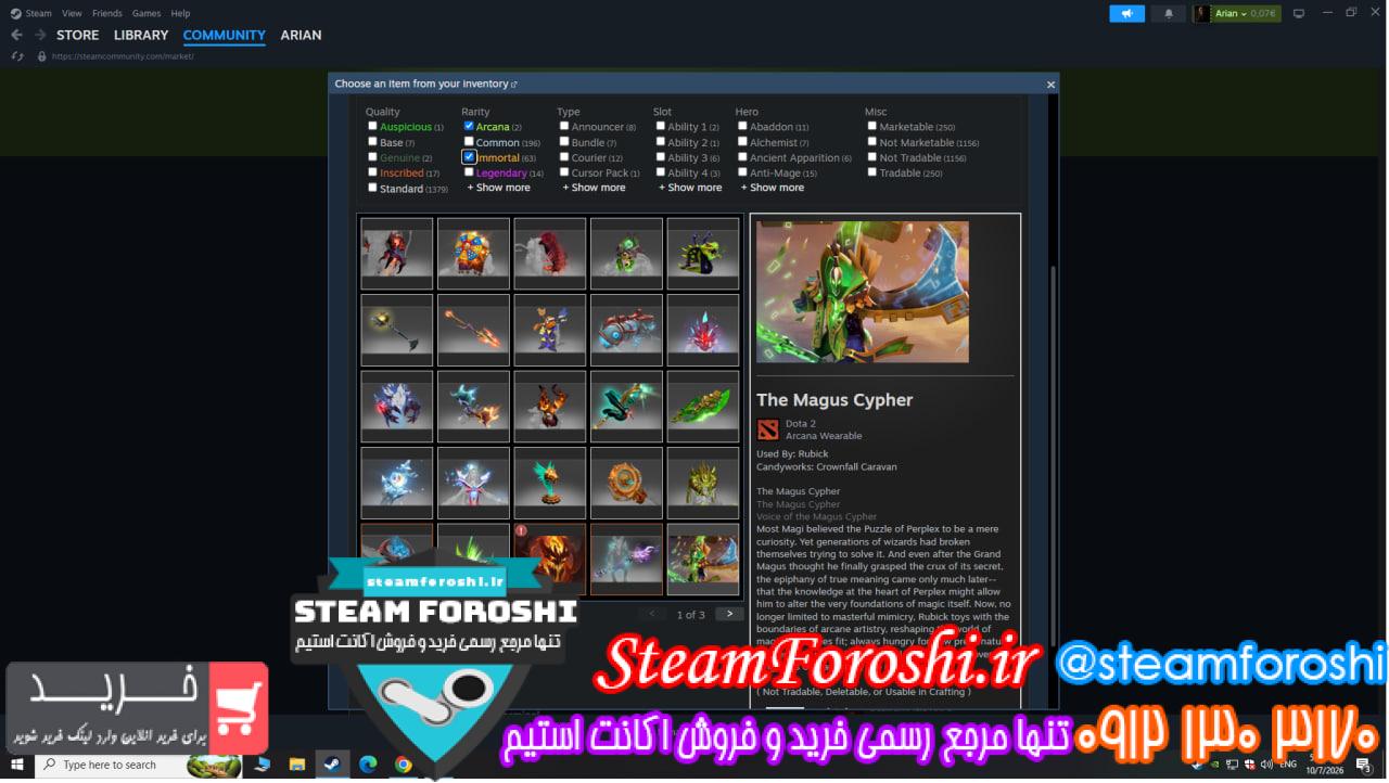 <a href="https://steamforoshi.ir">خرید اکانت دوتا 2 </a><a href="https://steamforoshi.ir">فروش اکانت دوتا 2 </a> نام اکانت : arian کد خرید :16373 نوع مدال :Archon رنک مدال : 4 رنک ام ام ار: tbd ریجن اکانت : eu قابليت ادد کردن : دارد سال ساخت اکانت : قدیمی بازي هاي ديگر : efootball آيتم هاي بازي : دارد توضيحات : جیمیلش مادره حدود 28 دلار آیتم قابل ترید داره,آرکنای روبیک و اس اف personaye بوچر و میرانا که از خود بازی گرفتم.63 تا ایمورتال کلی موزیک و ...بازی ای فوتبال هم داره با رنک دیویژن 2 و کلی بازیکن لجندری قیمت : 8800000 <p style="text-align: center;">تنها شماره هاي معتبر خریدگاه جهت خريد و خرید اکانت و آیتم 09121303170 براي خرید اکانت آيتم خود به ادرس زير برويد <a class="fasc-button fasc-size-large fasc-type-flat fasc-rounded-medium" style="background-color: #33809e; color: #ffffff;" href="https://steamforoshi.ir/sell">خرید اکانت و آيتم </a></p> خرید اکانت دوتا 2 کد 16373